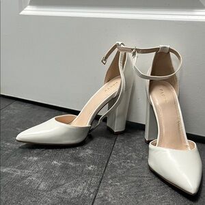 Elegant White Ankle Strap Heels